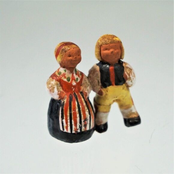 AE Other - Vintage Clay Figurines Colonial German Folk Man And Women